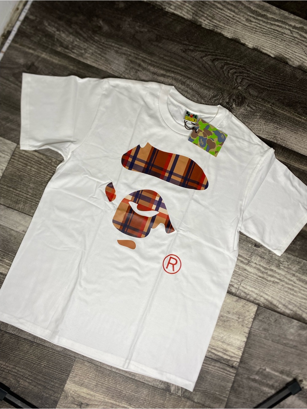 Bape White Short Sleeve Tee  Ape Face